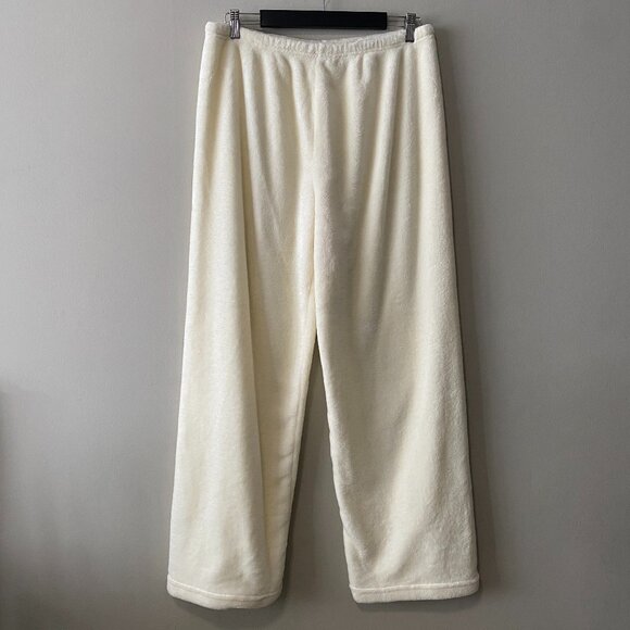 Women's Cozy Fuzzy Fleece Off White Pajama Pants - Picture 1 of 10